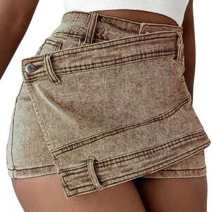 Stylish Tan Denim Women's Shorts